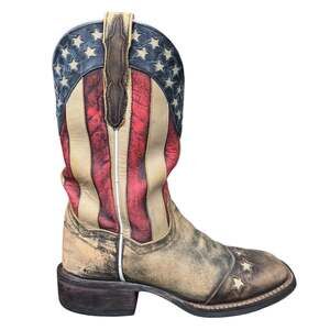 Dan Post Betsy USA Flag Brown Leather Cowgirl Boots Size 7